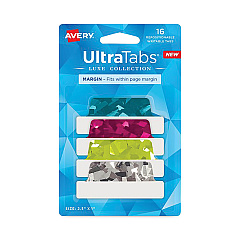 Avery Ultra Tabs Luxe Collection Repositionable Tabs, 1/5-Cut Tabs, Assorted Jewel Prism, 2.5" Wide, 16/Pack (74147)
