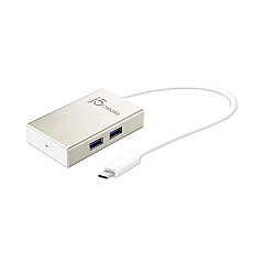 j5create USB-C Hub, 4 Ports, Silver (JCH343US)