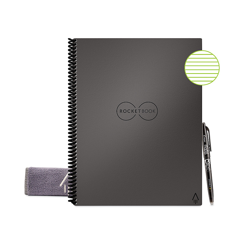 Rocketbook Core Smart Notebook, Medium/College Rule, Gray Cover, 11 x 8.5, 16 Sheets (EVR2LRCCIG)