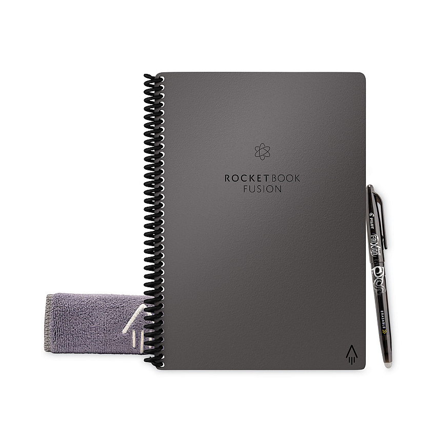 Rocketbook Fusion Smart Notebook, Seven Assorted Page Formats, Gray Cover, 8.8 x 6, 21 Sheets (EVRFERCCIGFR)
