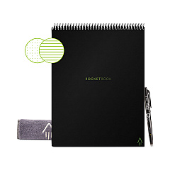Rocketbook Flip Smart Notepad, Black Cover, Lined/Dot Grid Rule, 8.5 x 11, White, 16 Sheets (FLPLRCA)