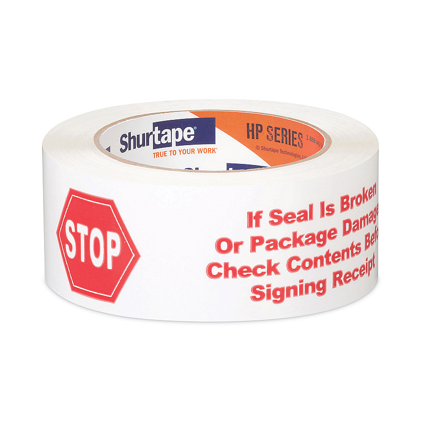 Shurtape HP 240 Packing Tape, 1.88" x 109.36 yds, White with Red Print, 36/Carton (124152)