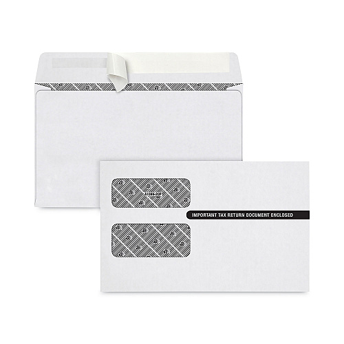 TOPS 1099 Self-Seal Security Tinted Double Window Envelope, Square Flap, Self-Adhesive Closure, 5.63 x 9.5, White, 100/Pack (7535PS100)