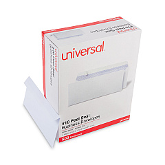 Universal Peel Seal Strip Business Envelope, #10, Square Flap, Self-Adhesive Closure, 4.25 x 9.63, White, 500/Box (UNV36105)