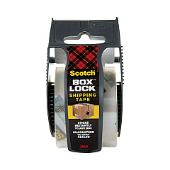 Scotch Box Lock Shipping Packaging Tape with Dispenser, 1.5" Core, 1.88" x 22.2 yds, Clear (195)