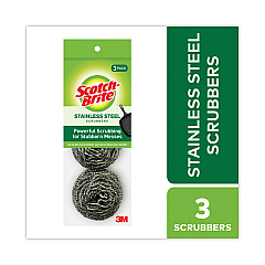 Scotch-Brite Metal Scrubbing Pads, 2.25 x 2.75, Silver, 3/Pack, 8 Packs/Carton (214C)