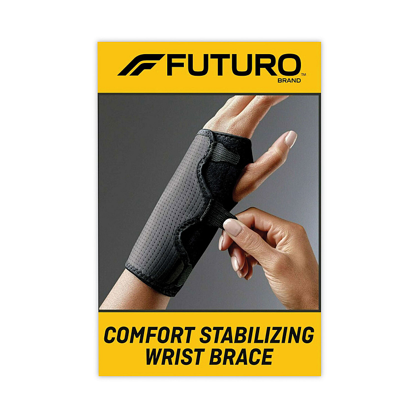 FUTURO Adjustable Reversible Splint Wrist Brace, Fits Wrists 5 1/2"- 8 1/2", Black (10770EN)