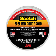 3M Scotch 35 Vinyl Electrical Color Coding Tape, 3" Core, 0.75" x 66 ft, Red (10810)