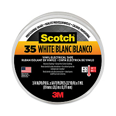 3M Scotch 35 Vinyl Electrical Color Coding Tape, 3" Core, 0.75" x 66 ft, White (10828)