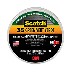 3M Scotch 35 Vinyl Electrical Color Coding Tape, 3" Core, 0.75" x 66 ft, Green (10851)