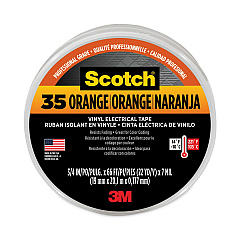 3M Scotch 35 Vinyl Electrical Color Coding Tape, 3" Core, 0.75" x 66 ft, Orange (10869)