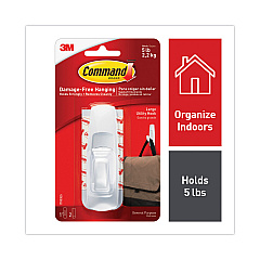 Command General Purpose Hooks, Large, 5 lb Cap, White, 1 Hook and 2 Strips/Pack (17003ES)