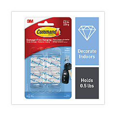 Command Clear Hooks and Strips, Plastic, Mini, 6 Hooks and 8 Strips/Pack (17006CLRES)