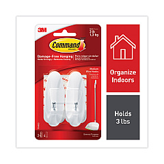Command General Purpose Wire Hooks, Medium, 3 b Cap, White, 2 Hooks and 4 Strips/Pack (17068ES)