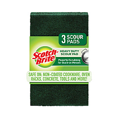 Scotch-Brite Heavy-Duty Scour Pad, 3.8 x 6, Green, 10/Carton (22310CT)