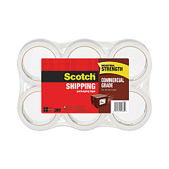 Scotch 3750 Commercial Grade Packaging Tape, 3" Core, 1.88" x 54.6 yds, Clear, 6/Pack (37506)