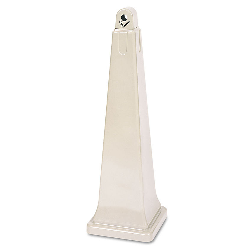 Rubbermaid Commercial GroundsKeeper Cigarette Waste Collector, Pyramid, 1 gal, Plastic/Steel, Beige (257088BG)