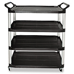 Rubbermaid Commercial Open Sided Utility Cart, Four-Shelf, 40.63w x 20d x 51h, Black (409600BLA)