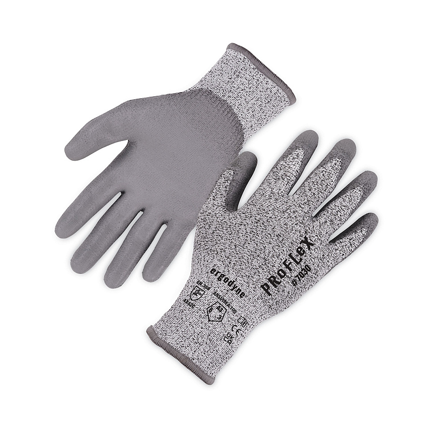 ergodyne ProFlex 7030 ANSI A3 PU Coated CR Gloves, Gray, Small, Pair (10462)