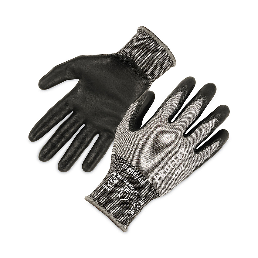 ergodyne ProFlex 7072 ANSI A7 Nitrile-Coated CR Gloves, Gray, Medium, Pair (10313)