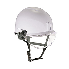 ergodyne Skullerz 8974V Class E Safety Helmet with 8991 Visor Kit, Clear Lens, 6-Point Ratchet Suspension, White (60215)