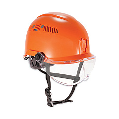 ergodyne Skullerz 8975V Class C Safety Helmet with 8991 Visor Kit, Clear Lens, 6-Point Ratchet Suspension, Orange (60221)