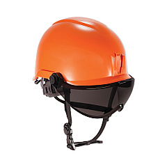 ergodyne Skullerz 8974V Class E Safety Helmet with 8991 Visor Kit, Smoke Lens, 6-Point Ratchet Suspension, Orange (60218)