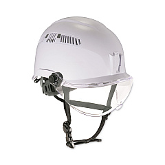ergodyne Skullerz 8975V Class C Safety Helmet with 8991 Visor Kit, Clear Lens, 6 Point Ratchet Suspension, White (60219)
