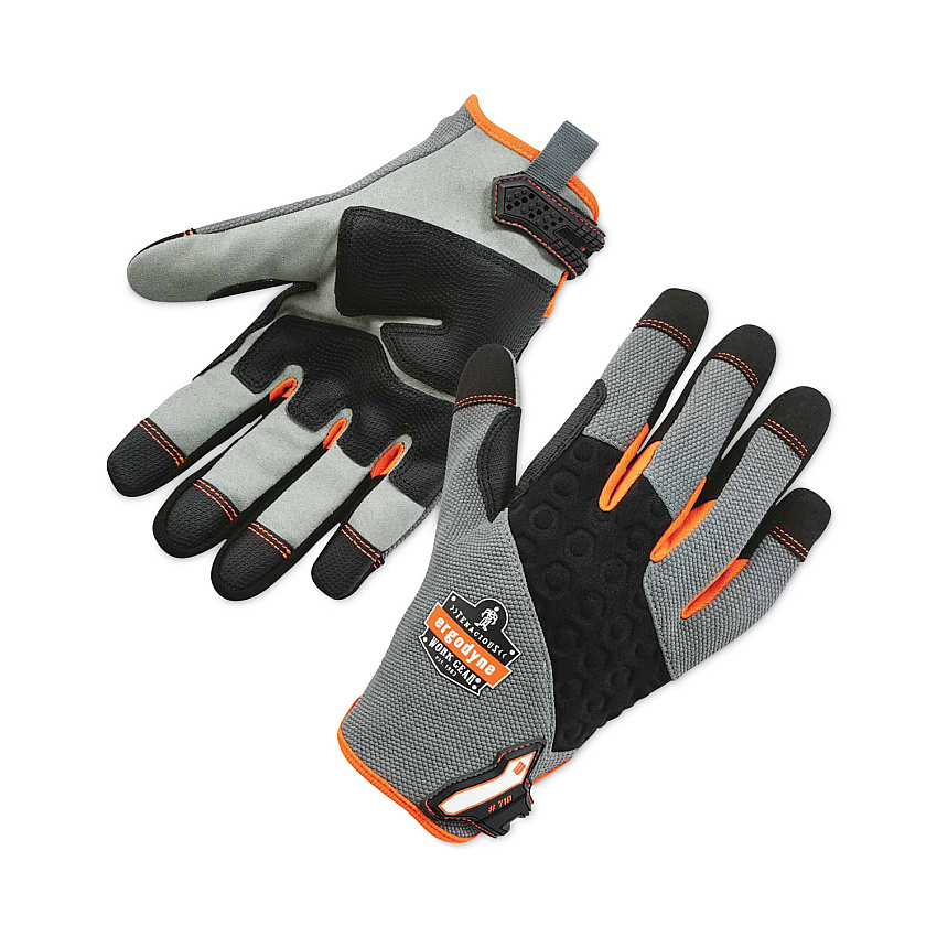 ergodyne ProFlex 710 Heavy-Duty Mechanics Gloves, Gray, Small, Pair (17042)