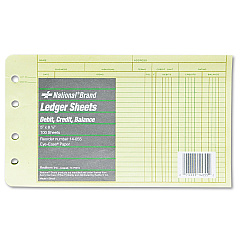 National Four-Ring Binder Refill Sheets, 5 x 8.5, Green, 100/Pack (14055)