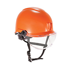 ergodyne Skullerz 8974V Class E Safety Helmet with 8991 Visor Kit, Clear Lens, 6-Point Ratchet Suspension, Orange (60217)