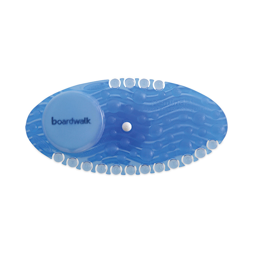 Boardwalk Curve Air Freshener, Cotton Blossom, Solid, Blue, 10/Box (BWKCURVECBL)