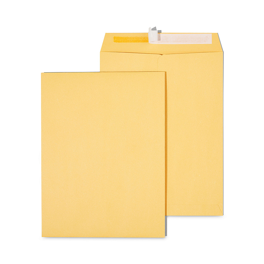 Universal Peel Seal Strip Catalog Envelope, #10 1/2, de Flap, Self-Adhesive Closure, 9 x 12, Natural Kraft, 100/Box (UNV40102)