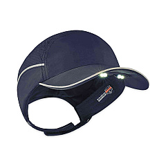 ergodyne Skullerz 8965 Lightweight Bump Cap Hat with LED Lighting, Short Brim, Navy (23338)