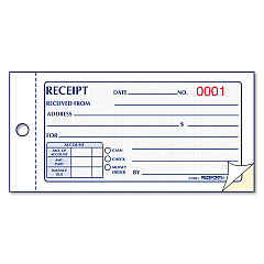 Rediform Small Money Receipt Book, Two-Part Carbonless, 5 x 2.75,  1/Page, 50 Forms (8L820)