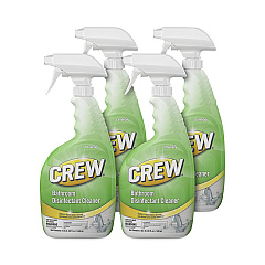 Diversey Crew Bathroom Disinfectant Cleaner, Floral Scent, 32 oz Spray Bottle, 4/Carton (CBD540199)