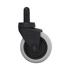 Rubbermaid Commercial Replacement Swivel Bayonet Casters, 3" Wheel, Thermoplastic Rubber, Black (FG7570L20000)