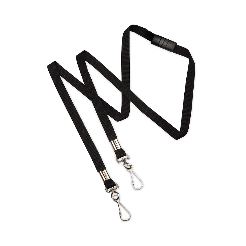 AbilityOne 8455016988429 SKILCRAFT Face Mask Lanyard, Metal J-Hook Fastener, 36" Long, Black, Dozen