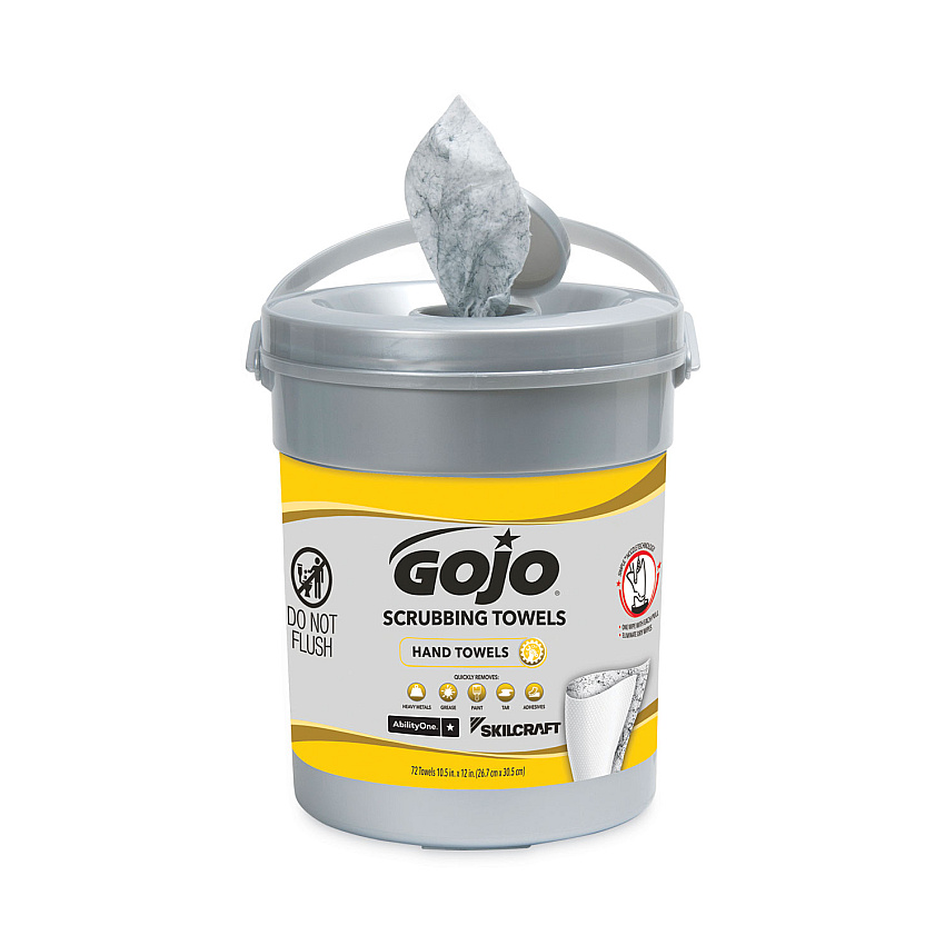 AbilityOne 7930016997556, SKILCRAFT GOJO Scrubbing Towels, Fresh Citrus Scent, 72/Canister, 6/Carton