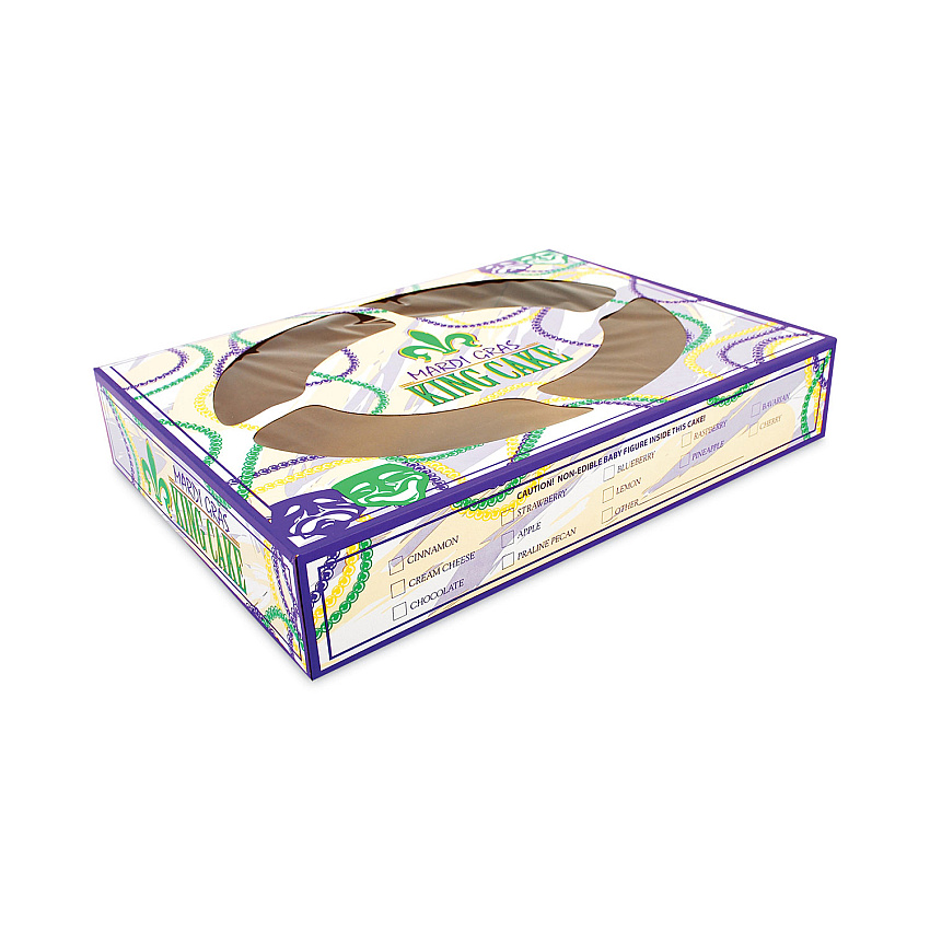 Mardi Gras King Cake Window Boxes, 19 X 14 X 3.5, Green/purple/white, Paper, 50/carton