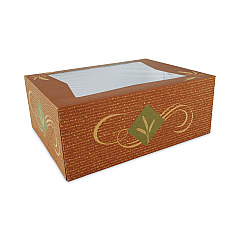 Hearthstone Window Bakery Boxes With Attached Flip Top, 4-corner Beers Design 14 X 10 X 4, Brown, Paper, 100/carton