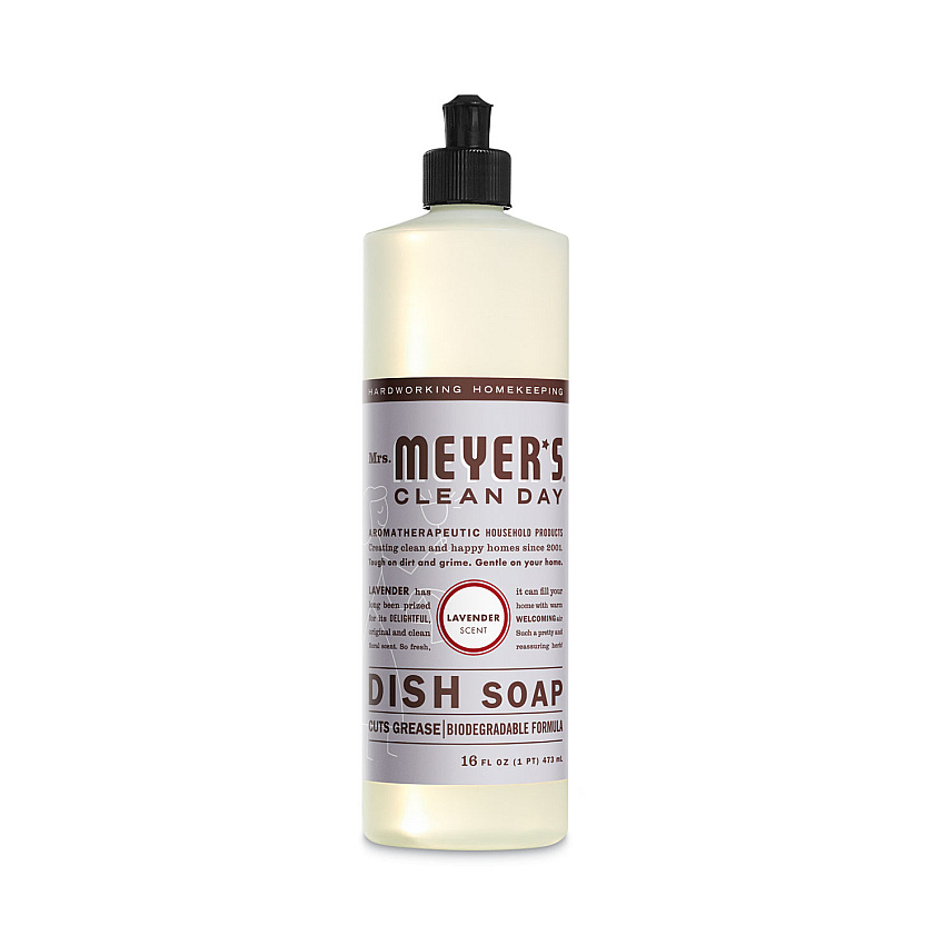 Mrs. Meyer's Dish Soap, Lavender Scent, 16 oz Bottle, 6/Carton (347634)