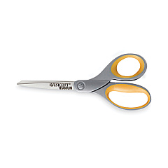 Westcott Titanium Bonded Scissors, 8" Long, 3.5" Cut Length, Gray/Yellow Straight Handle, 3/Box (17532)