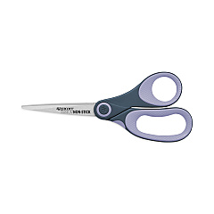 Westcott Non-Stick Titanium Bonded Scissors, 8" Long, 3.25" Cut Length, Gray/Purple Straight Handle (14910)