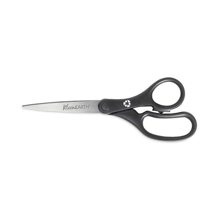 Westcott KleenEarth Basic Plastic Handle Scissors, 8" Long, 3.25" Cut Length, Black Straight Handle (15583)