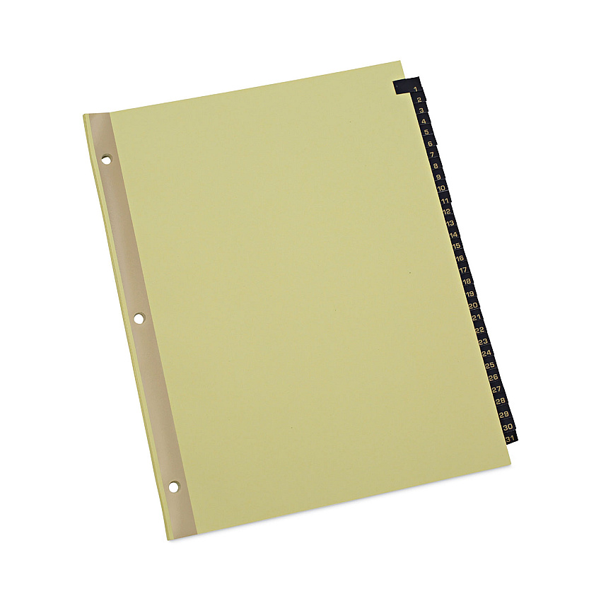 Universal Deluxe Preprinted Simulated Leather Tab Dividers with Gold Printing, 31-Tab, 1 to 31, 11 x 8.5, Buff, 1 Set (UNV20822)