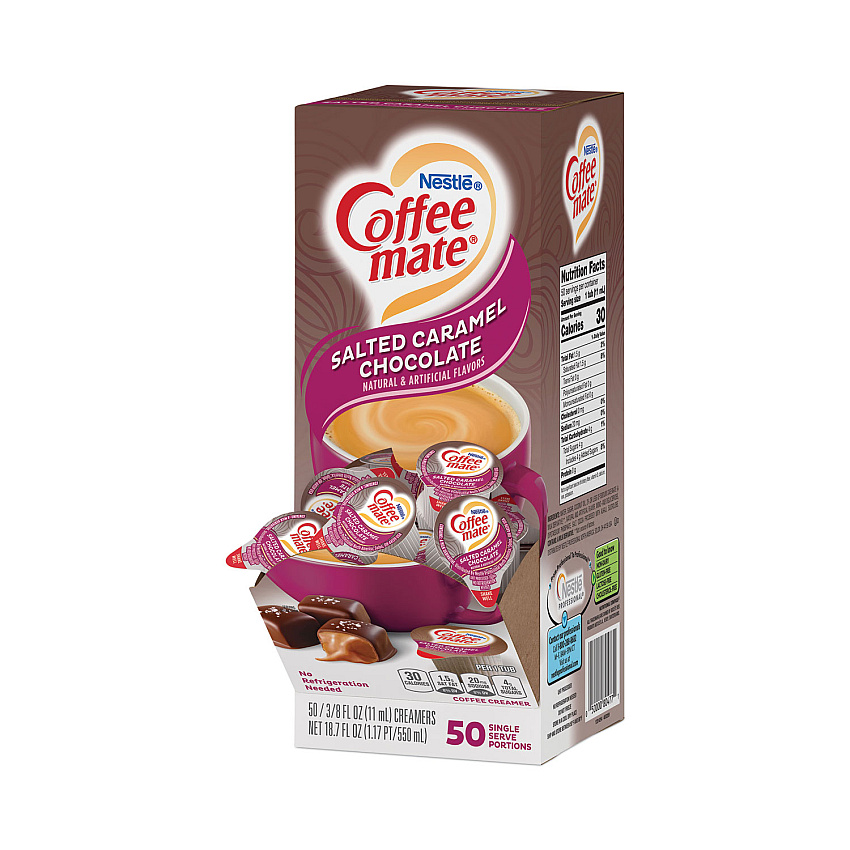 Coffee mate Liquid Coffee Creamer, Salted Caramel Chocolate, 0.38 oz Mini Cups, 50/Box (77197)