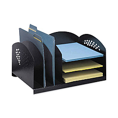 Safco Steel Combo Desktop Sorter with Three Horizontal and Three Vertical Sections, Letter Size Files, 16.25 x 11.25 x 8.25, Black (3167BL)