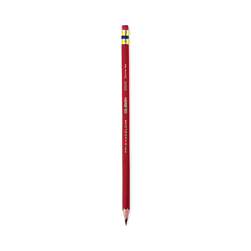 Prismacolor Col-Erase Pencil with Eraser, 0.7 mm, 2B (#1), Carmine Red Lead, Carmine Red Barrel, Dozen (20045)