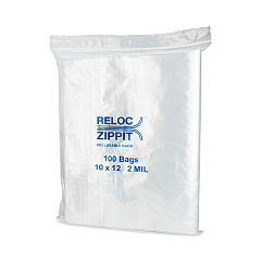 BagCo Zippit Resealable Bags, 2 mil, 10 x 12, Clear, 100 Bags/Pack, 10 Packs/Carton (MGZ2P1012)